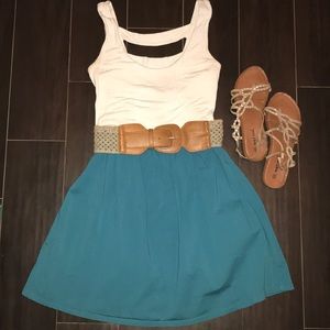 Blue and white dress